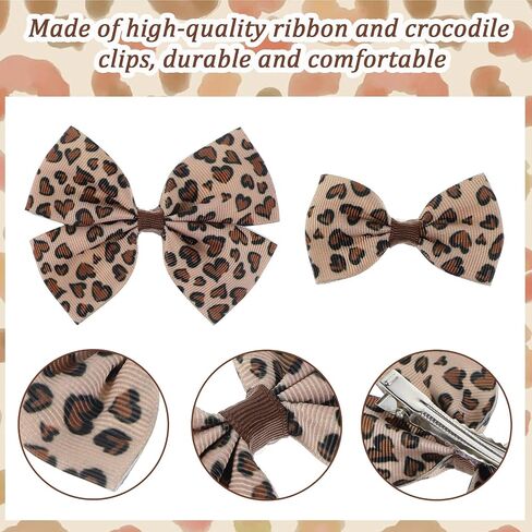 6 Pcs Leopard Bowknot Hair Bow Clips with Metal Slides Aesthetic Cheetah Print Costume Accessories Vintage Bowknot Spring Snap Hair Clips for Long Hair for Women Girls Toddlers Kids Teens in Saudi Arabia