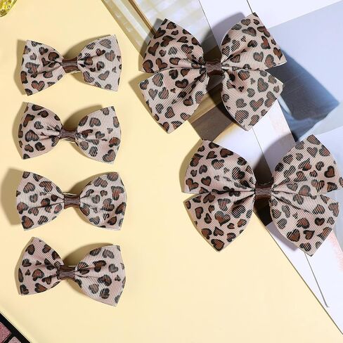 6 Pcs Leopard Bowknot Hair Bow Clips with Metal Slides Aesthetic Cheetah Print Costume Accessories Vintage Bowknot Spring Snap Hair Clips for Long Hair for Women Girls Toddlers Kids Teens in Saudi Arabia