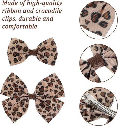 6 Pcs Leopard Bowknot Hair Bow Clips with Metal Slides Aesthetic Cheetah Print Costume Accessories Vintage Bowknot Spring Snap Hair Clips for Long Hair for Women Girls Toddlers Kids Teens in Saudi Arabia