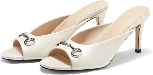 صندل شريحة للسيدات Coutgo مفتوحة إصبع القدمين عالي الكعب عالي الظهر على البغال الكعب مع سلسلة معدنية in Kuwait