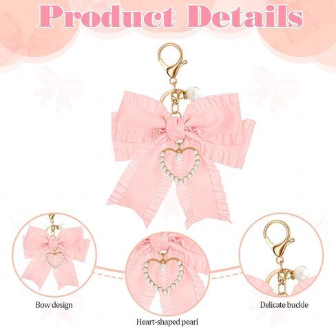 Bow Purse Keychain Charm Bow Keychain Bag Charm for Women Purse, Cute Handbag Charms Bows Key chain Pearl Wristlet Keychains Backpack Keychains Charms Accessories for Purses Key Chains Car Keys in Saudi Arabia