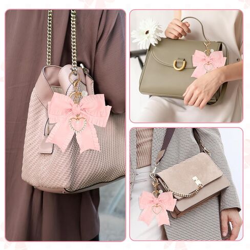 Bow Purse Keychain Charm Bow Keychain Bag Charm for Women Purse, Cute Handbag Charms Bows Key chain Pearl Wristlet Keychains Backpack Keychains Charms Accessories for Purses Key Chains Car Keys in Saudi Arabia