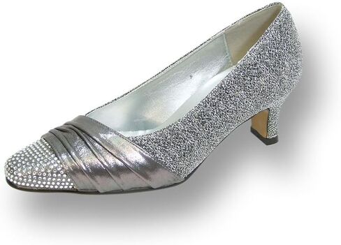 Floral Dolly Women Wide Width Rhinestone Toe Cap Glittery Metallic Pumps in Saudi Arabia