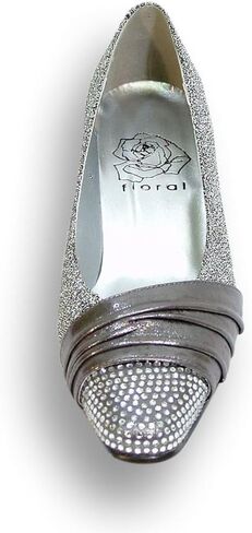 Floral Dolly Women Wide Width Rhinestone Toe Cap Glittery Metallic Pumps in Saudi Arabia