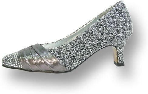 Floral Dolly Women Wide Width Rhinestone Toe Cap Glittery Metallic Pumps in Saudi Arabia