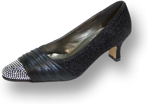 Floral Dolly Women Wide Width Rhinestone Toe Cap Glittery Metallic Pumps in Saudi Arabia