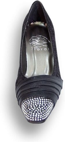 Floral Dolly Women Wide Width Rhinestone Toe Cap Glittery Metallic Pumps in Saudi Arabia