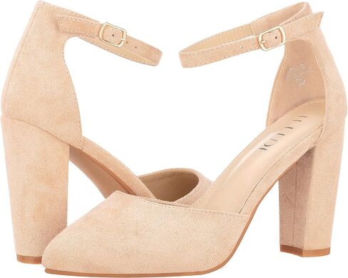 ILLUDE Women's High Block Heels Pumps Pointed Closed Toe Ankle Strap High Heel Pump Shoes in Kuwait