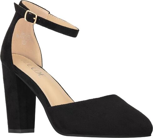 ILLUDE Women's High Block Heels Pumps Pointed Closed Toe Ankle Strap High Heel Pump Shoes in Kuwait