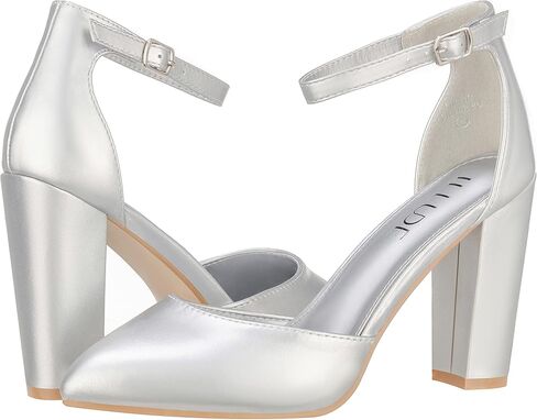 ILLUDE Women's High Block Heels Pumps Pointed Closed Toe Ankle Strap High Heel Pump Shoes in Kuwait