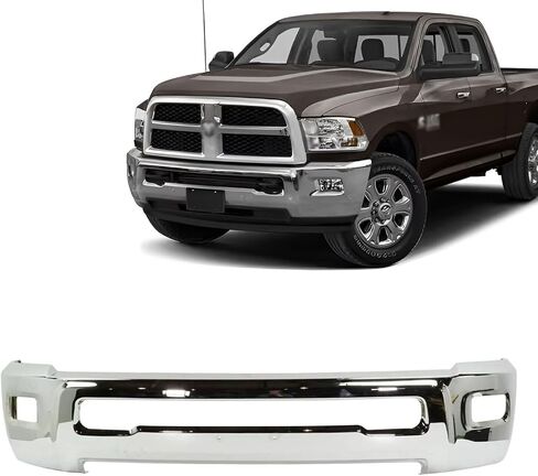 Evan Fischer Bumper for Ram 2500 3500 2011-2018 Front Chrome Steel w/Fog Light Holes w/o parking aid sensor holes Replaces # 68045698AB CH1002390 in Saudi Arabia
