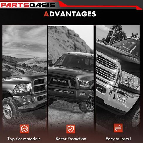 Evan Fischer Bumper for Ram 2500 3500 2011-2018 Front Chrome Steel w/Fog Light Holes w/o parking aid sensor holes Replaces # 68045698AB CH1002390 in Saudi Arabia