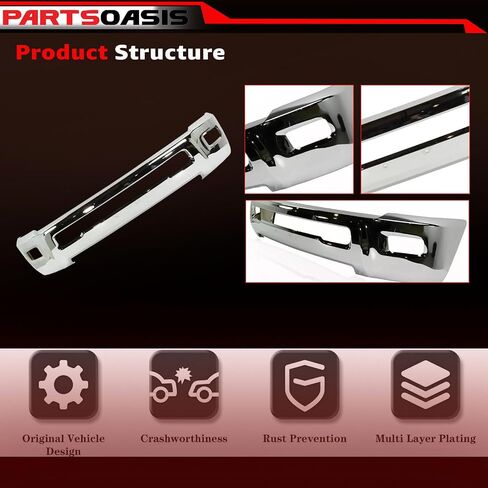 Evan Fischer Bumper for Ram 2500 3500 2011-2018 Front Chrome Steel w/Fog Light Holes w/o parking aid sensor holes Replaces # 68045698AB CH1002390 in Saudi Arabia