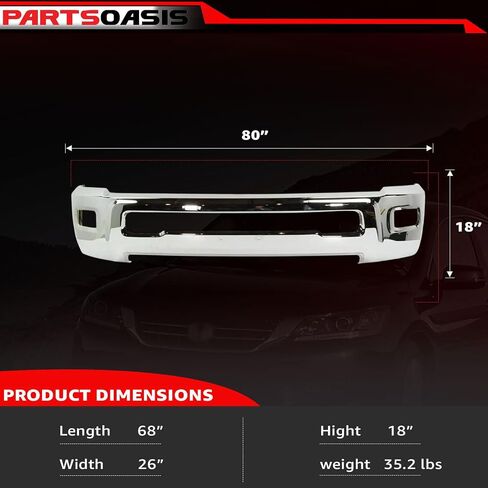 Evan Fischer Bumper for Ram 2500 3500 2011-2018 Front Chrome Steel w/Fog Light Holes w/o parking aid sensor holes Replaces # 68045698AB CH1002390 in Saudi Arabia