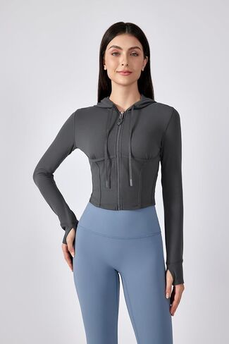 ALTILAND تمرينات الكورسيت سترة zip الكاملة للنساء - قمة محصول اليوغا الرياضية المقنعين in Kuwait
