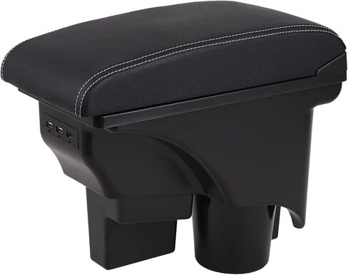 yjywzh car armrest box for Volkswagen VW Golf Hatchback 2010-2012 / Jetta 2007 ~ 2012 Center Center Center Console Arm مساحة تخزين ذات طبقة مزدوجة مع 3 منافذ USB شحن (غرزة حمراء) in Kuwait