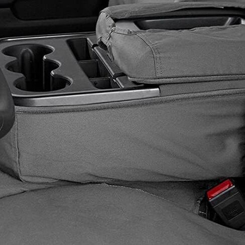 Covercraft Polycotton Seatsaver Custom Seat Cover | يناسب 2011-2016 فورد F-250/F-350 و 2015-2016 F-450/F-550 CREW CAB | الصف الثاني 60/40 مقعد مقعد ، رمادي in Kuwait