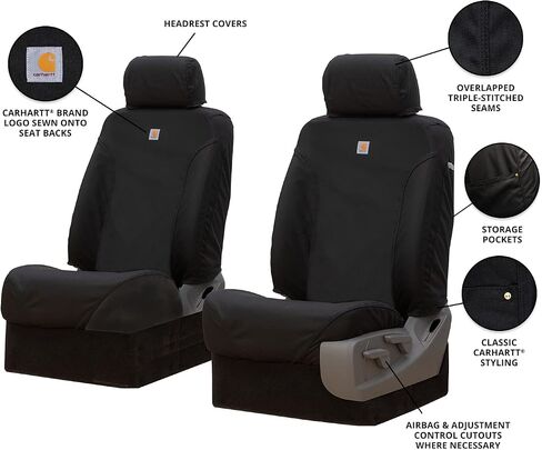 Covercraft Carhartt Super Dux Seatsaver Custom Custom Covers | يناسب 2007-2013 تويوتا التندرا | مقاعد دلو الصف الأول ، Super Dux Black in Kuwait