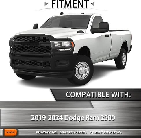 Headlights Assembly Compatible with Dodge Ram 2500 2019-2024,Headlamp Halogen Passenger Side Replacement CH2503334 68360176AE（Chrome Bezel） in Saudi Arabia