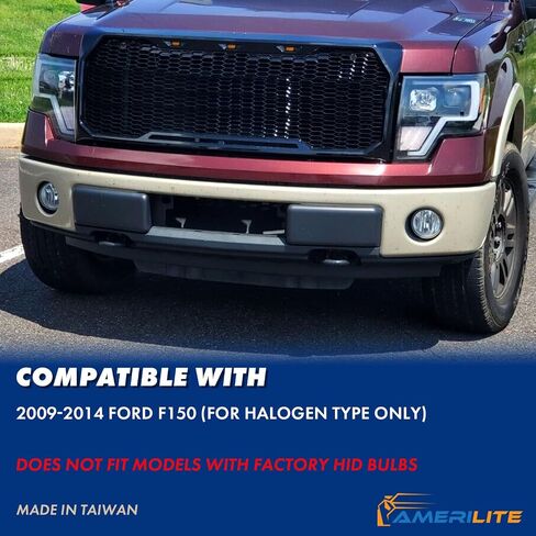 Amerilite استبدال المصابيح الأمامية LED Switchback LED ، الهالوجين ، جهاز عرض رباعي الأنبوب من 2009-2014 Ford F150 - جانب الركاب والسائق ، مجموعة ضوء السيارة ، أنبوب LED الأسود in Saudi Arabia