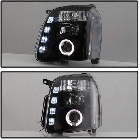 Acanii - لعام 2007-2013 GMC Yukon Denali XL 1500 2500 SUV LED Halo Black Housing Projector Assemblams Assembly in Saudi Arabia