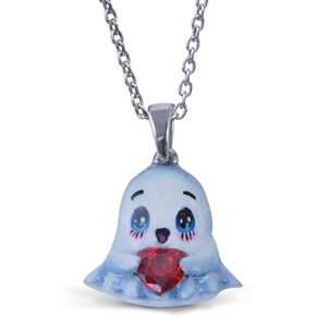 Panda Cat Dog Rabbit Monkey Dragon Butterfly Animal Cartoon 925 Sterling Silver Cute 3D Enamel Pendant Necklace Hold My Heart Red Garnet 18" Chain Kawaii Jewelry in Saudi Arabia