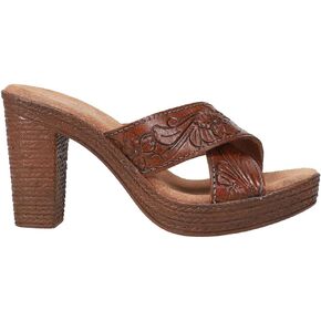 ROPER Womens Mika Floral Embossed Block Casual Sandals Casual High Heel 3" & Up - Brown - Size 6.5 M in Kuwait