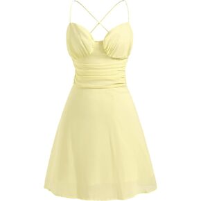 Women's Ruched Tie Backless Mini Dress Criss Cross Deep V Neck A Line Party Club Dresses in Saudi Arabia
