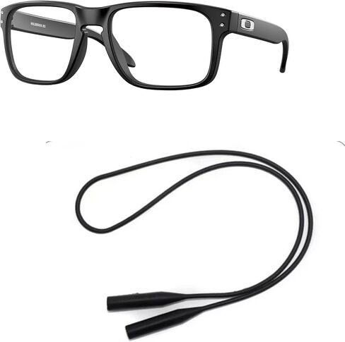 Oakley OX8156 Eyeglasses Bundle: OX 8156 HOLBROOK RX 815601 Satin Black and Universal Anti-slip Silicone Leash in Saudi Arabia
