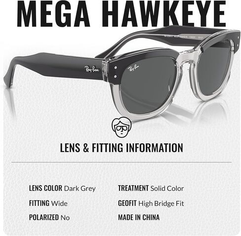 Ray-Ban RB0298S Mega Hawkeye Square Square Shoples مع حزمة مجموعة النظارات الرسمية in Kuwait