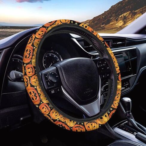 Premium 15-Inch Polyester Steering Wheel Cover - Highland Cattle Cow Colorful Flower Pattern - Auto Wheel Cover for Car, SUV, Van, RV in Saudi Arabia