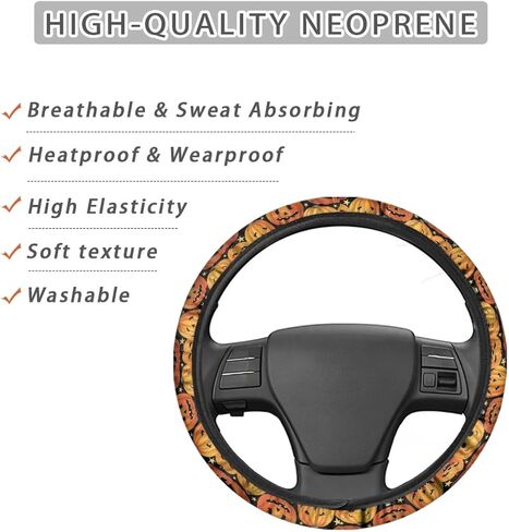 Premium 15-Inch Polyester Steering Wheel Cover - Highland Cattle Cow Colorful Flower Pattern - Auto Wheel Cover for Car, SUV, Van, RV in Saudi Arabia