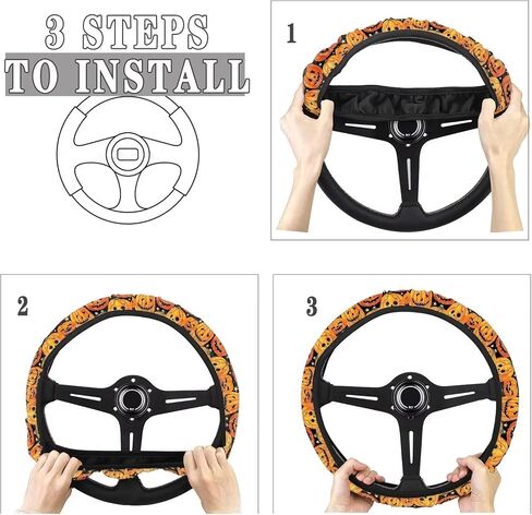 Premium 15-Inch Polyester Steering Wheel Cover - Highland Cattle Cow Colorful Flower Pattern - Auto Wheel Cover for Car, SUV, Van, RV in Saudi Arabia