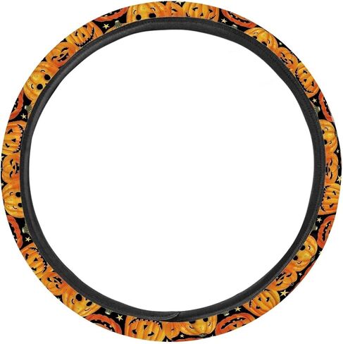 Premium 15-Inch Polyester Steering Wheel Cover - Highland Cattle Cow Colorful Flower Pattern - Auto Wheel Cover for Car, SUV, Van, RV in Saudi Arabia