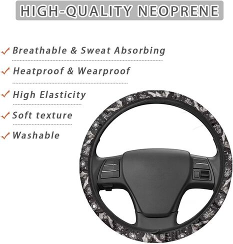 Premium 15-Inch Polyester Steering Wheel Cover - Highland Cattle Cow Colorful Flower Pattern - Auto Wheel Cover for Car, SUV, Van, RV in Saudi Arabia