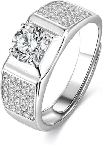 S925 Sterling Silver Silver Admable Men Rings | خاتم الماس 1 قيراط للرجال | D-Color VVS1 | خاتم الوعد الرجعية بتصميم فريد in Saudi Arabia