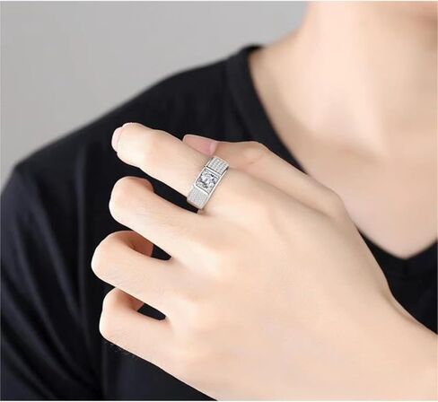 S925 Sterling Silver Silver Admable Men Rings | خاتم الماس 1 قيراط للرجال | D-Color VVS1 | خاتم الوعد الرجعية بتصميم فريد in Saudi Arabia