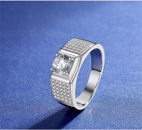 S925 Sterling Silver Silver Admable Men Rings | خاتم الماس 1 قيراط للرجال | D-Color VVS1 | خاتم الوعد الرجعية بتصميم فريد in Saudi Arabia