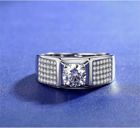 S925 Sterling Silver Silver Admable Men Rings | خاتم الماس 1 قيراط للرجال | D-Color VVS1 | خاتم الوعد الرجعية بتصميم فريد in Saudi Arabia