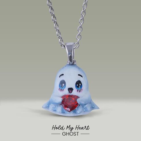 Panda Cat Dog Rabbit Monkey Dragon Butterfly Animal Cartoon 925 Sterling Silver Cute 3D Enamel Pendant Necklace Hold My Heart Red Garnet 18" Chain Kawaii Jewelry in Saudi Arabia