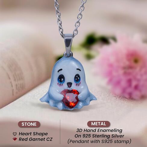 Panda Cat Dog Rabbit Monkey Dragon Butterfly Animal Cartoon 925 Sterling Silver Cute 3D Enamel Pendant Necklace Hold My Heart Red Garnet 18" Chain Kawaii Jewelry in Saudi Arabia