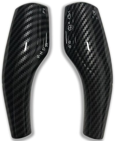 Carbon Fiber Pattern ABS Gear Shift Cover Lever Steering Wheel Interior Decoration Accessories, Steering Wheel Column Cover Protection for Tesla Model Y 2019-2024,Model 3 2018-2023; in Saudi Arabia