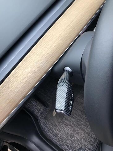 Carbon Fiber Pattern ABS Gear Shift Cover Lever Steering Wheel Interior Decoration Accessories, Steering Wheel Column Cover Protection for Tesla Model Y 2019-2024,Model 3 2018-2023; in Saudi Arabia