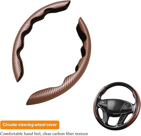 Carbon Fiber Car Steering Wheel Cover, 14.5-15 Inch Leather Segmented Vehicle Steer Wheel Protector, Anti-Slip & Breathable Auto Interior Accessories, Universal for Most Cars (Blue) in Saudi Arabia
