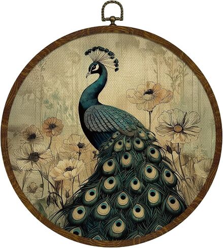 KLYTINK Vintage Swan Round Wall Art,Canvas Prints with White Swan Design, Rustic Bird Hanging Wall Decor for Living Room, Bedroom, Farmhouse or Gallery Space,10"x10"(White Swan-04) in Saudi Arabia