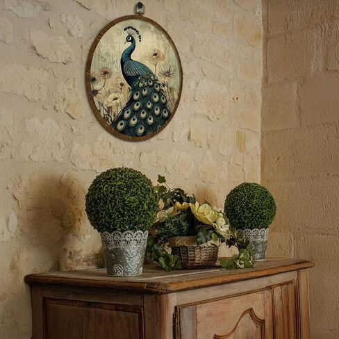 KLYTINK Vintage Swan Round Wall Art,Canvas Prints with White Swan Design, Rustic Bird Hanging Wall Decor for Living Room, Bedroom, Farmhouse or Gallery Space,10"x10"(White Swan-04) in Saudi Arabia