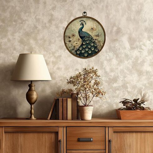 KLYTINK Vintage Swan Round Wall Art,Canvas Prints with White Swan Design, Rustic Bird Hanging Wall Decor for Living Room, Bedroom, Farmhouse or Gallery Space,10"x10"(White Swan-04) in Saudi Arabia