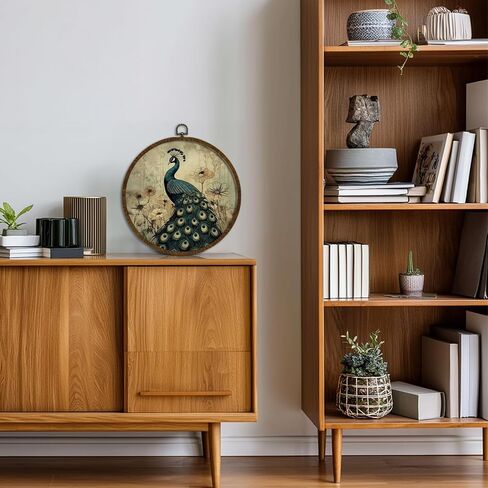KLYTINK Vintage Swan Round Wall Art,Canvas Prints with White Swan Design, Rustic Bird Hanging Wall Decor for Living Room, Bedroom, Farmhouse or Gallery Space,10"x10"(White Swan-04) in Saudi Arabia