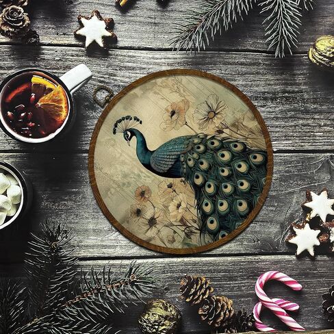 KLYTINK Vintage Swan Round Wall Art,Canvas Prints with White Swan Design, Rustic Bird Hanging Wall Decor for Living Room, Bedroom, Farmhouse or Gallery Space,10"x10"(White Swan-04) in Saudi Arabia