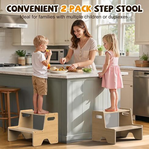 البراز Studler Step Stool ، براز من خطوتين خشبيتين من طابقين للأطفال مع سطح مضاد للانزلاق ومنصات للحمام والمطبخ والسرير والمرحاض وتدريب القعادة in Kuwait